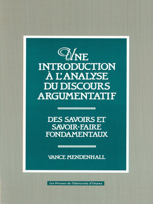 cover image of Une Introduction à l'analyse du discours argumentatif